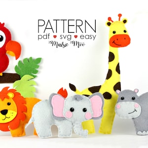 Felt Animals Safari Baby Mobile Pattern Felt Pattern Safari Plush Pattern Safari Nursery Mobile Pattern Jungle Baby Mobile SVG Safari Animal