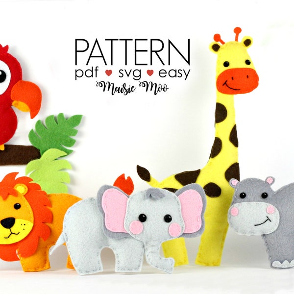 Felt Animals Safari Baby Mobile Pattern Felt Pattern Safari Plush Pattern Safari Nursery Mobile Pattern Jungle Baby Mobile SVG Safari Animal