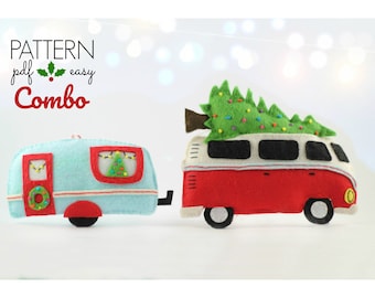 Ornements de Noël VW motif caravane ornement de Noël VW feutre décoration de Noël motif Camper ornement feutre motif Cricut SVG