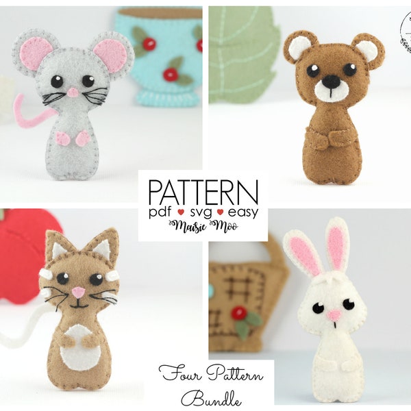 Felt Animals Patterns | Animal Ornament Patterns | Felt PDF Patterns Cricut SVG