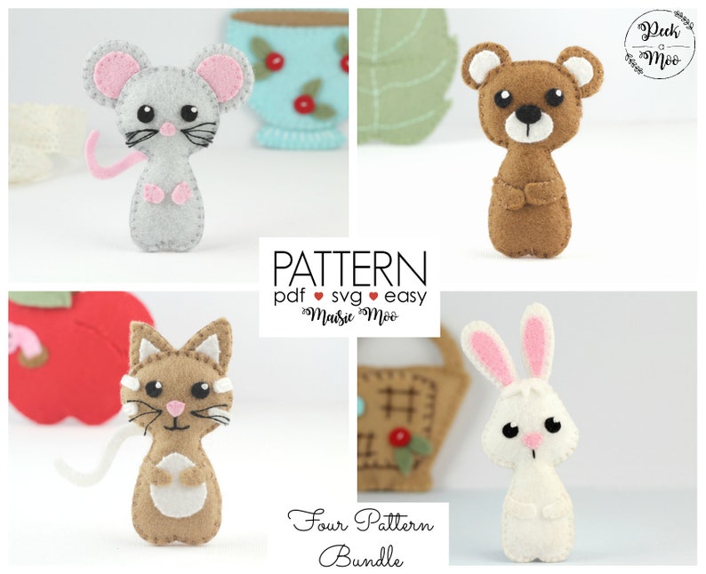 Felt Animals Patterns Animal Ornament Patterns Felt PDF Etsy UK
