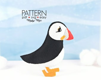 Patron de couture macareux en feutre : décoration de Noël, peluche (patron PDF, SVG)
