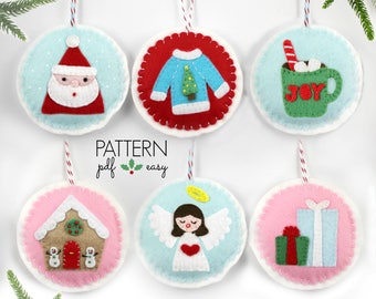 PDF Pattern Christmas Tree Ornament Felt Pattern Felt Ornament Pattern Santa Cocoa Ugly Christmas Sweater DIY Christmas Ornament