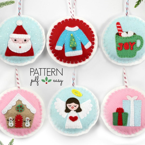 PDF Pattern Christmas Tree Ornament Felt Pattern Felt Ornament Pattern Santa Cocoa Ugly Christmas Sweater DIY Christmas Ornament