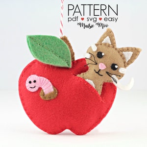 Felt Cat Ornament Pattern | Christmas Cat Lovers DIY Gift | Cat Ornament Cricut SVG | Felt Sewing Pattern