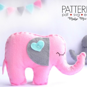 Felt Elephant Pattern | Elephant Ornament Pattern | Elephant Plush Pattern Cricut SVG