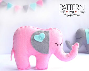 Felt Elephant Pattern | Elephant Ornament Pattern | Elephant Plush Pattern Cricut SVG