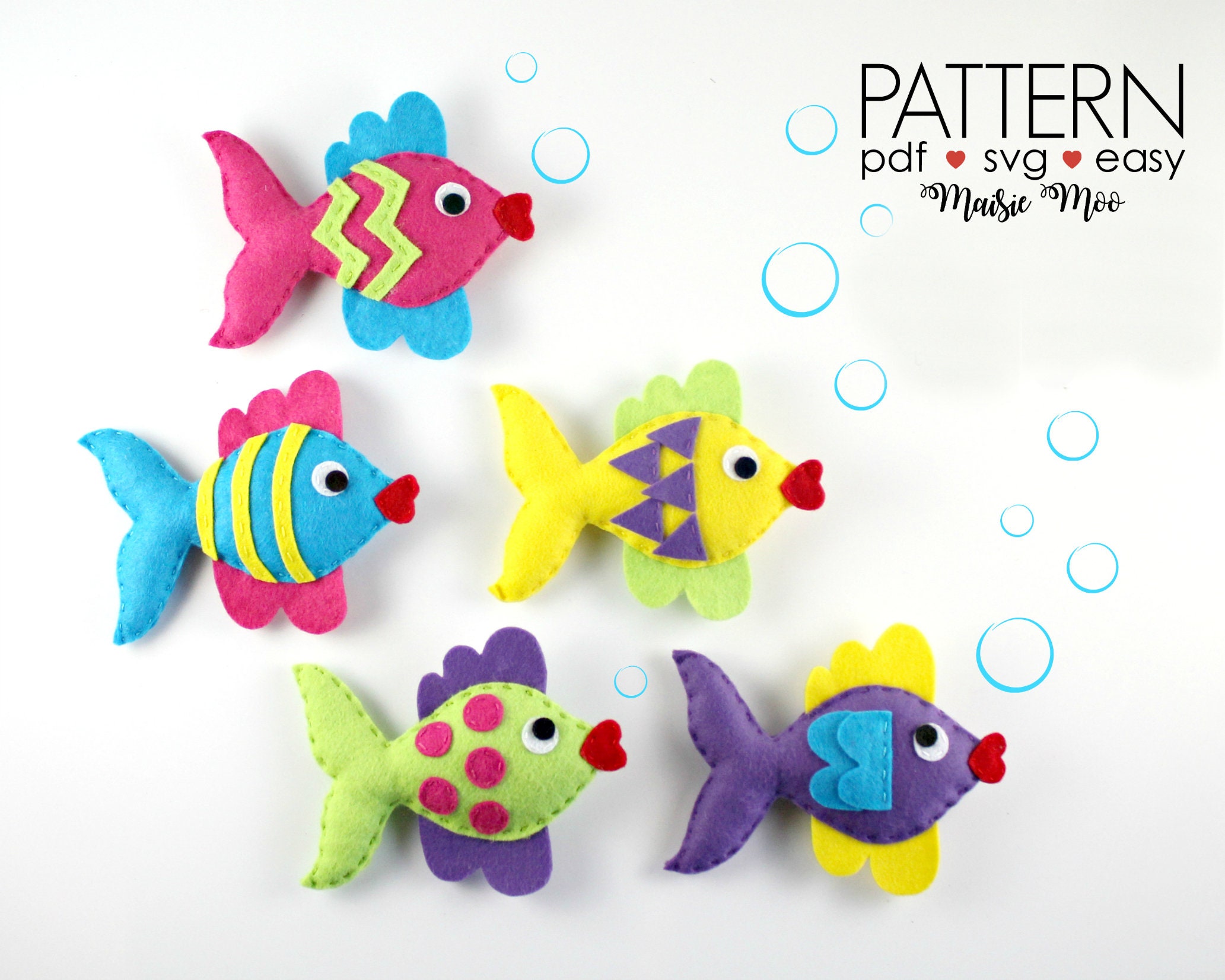 Felt Fish Pattern Under the Sea Nursery Felt Pattern Fish Baby Mobile Kids Sewing  Pattern Fish SVG Fish Ornament Fishing Game PDF Pattern 