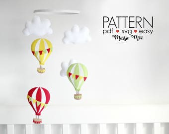 Hot Air Balloon Sewing Pattern PDF SVG  Baby Mobile Pattern  Garland Sewing Pattern  DIY Baby Mobile  Air Balloon Nursery Decor