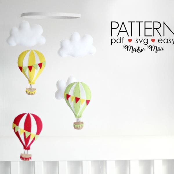 Heißluftballon Schnittmuster PDF SVG Baby Mobile Muster Girlande Schnittmuster DIY Baby Mobile Luftballon Kinderzimmer Dekor