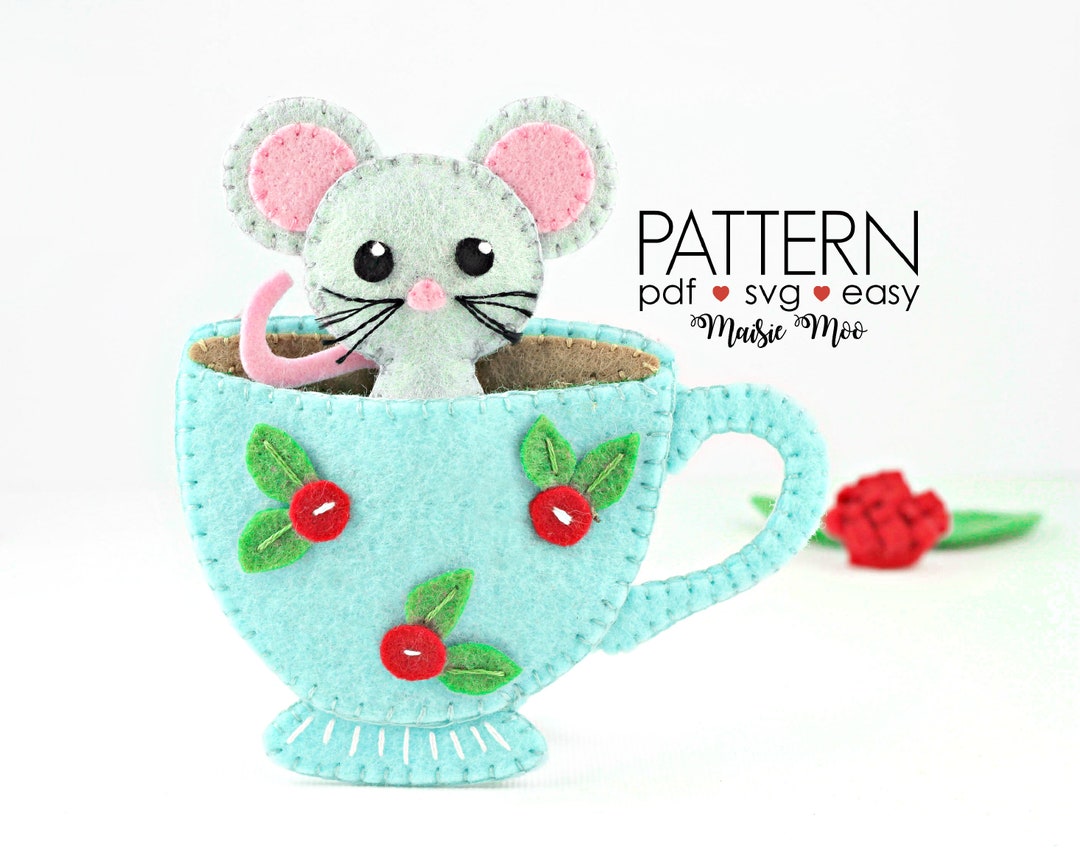 Christmas Felt Pattern Mouse in Teacup Ornament Pattern | Mothers Day ...