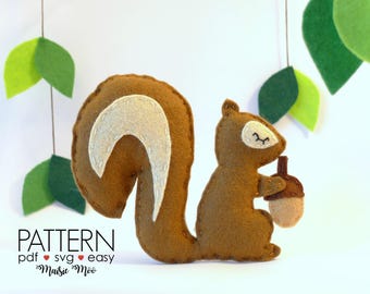 Squirrel Ornament Felt Pattern Squirrel Pattern  Pattern Woodland Nursery Felt Squirrel SVG Squirrel Cake Topper Toy Woodland Decor PDF