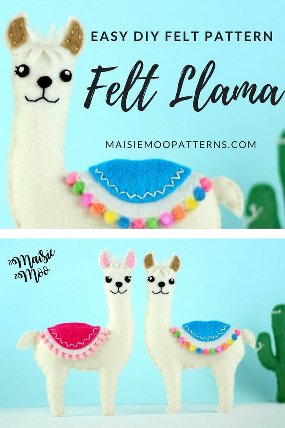 Llama Plush Felt Animals Sewing pattern for felt ornaments or -   Portugal