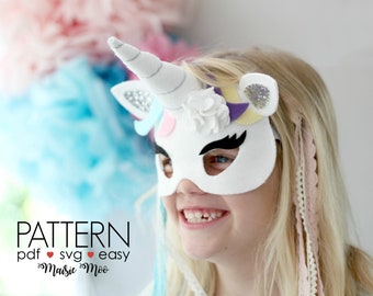 Felt Unicorn Mask Pattern | SVG Mask Template | Unicorn Costume | Unicorn Party  | Felt Mask Pattern | Cricut Mask SVG Cricut SVG