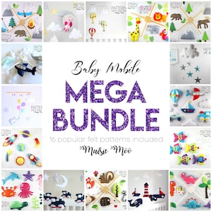 Baby Mobile Mega Bundle Felt Patterns | 16 Baby Mobile PDF Patterns | SVG Mobile Cricut Nursery Crib Crafts Maisie Moo Patterns Popular