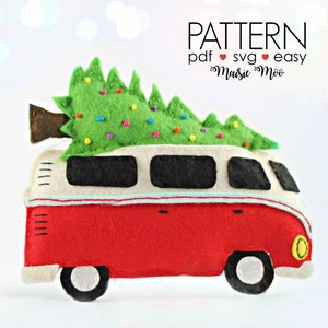 VW Camper Christmas Ornament Pattern Felt | Christmas Camper Ornament | PDF Pattern | Hand Sewing Pattern