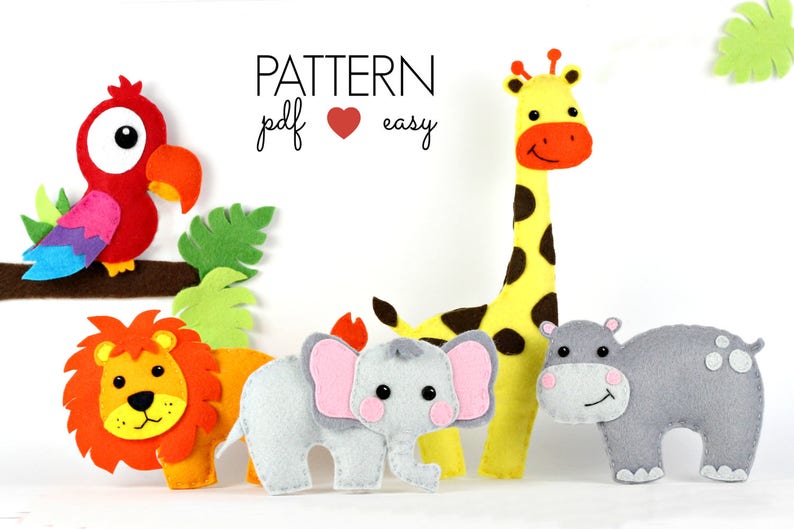 Safari Felt Elephant Pattern Elephant Sewing Pattern Felt Animal Pattern Elephant Toy Ornament Safari Mobile Pattern Cricut SVG