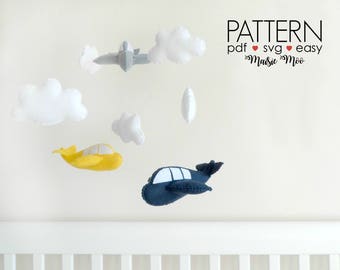 Airplane Pattern Felt Airplane SVG Cricut Maker Airplane Nursery Decor Boys Baby Mobile Pattern Airplane Toy Airplane Ornament Cricut SVG