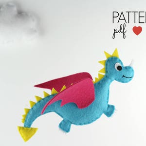 Felt Dragon Pattern | Dragon Plush Pattern | Dragon Toy | Dragon SVG Pattern | Dragon Baby Mobile | Dragon Christmas Ornament Cricut SVG