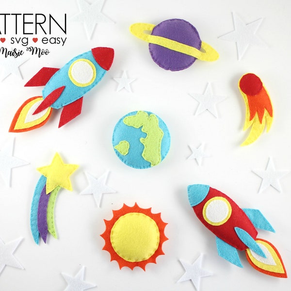 Space Baby Mobile Pattern Felt Mobile Pattern Space Mobile Pattern Planet Mobile Space Toy Felt Spaceship Rocket ship Planets Pattern