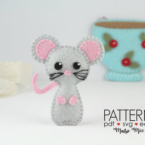 Felt Mouse Pattern | Mouse Finger Puppet | Mouse Ornament Pattern Cricut SVG