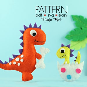 Felt Dinosaur Pattern | T Rex Plush Pattern | Baby Dinosaur PDF Pattern | Dinosaur SVG Sewing Pattern Cricut SVG