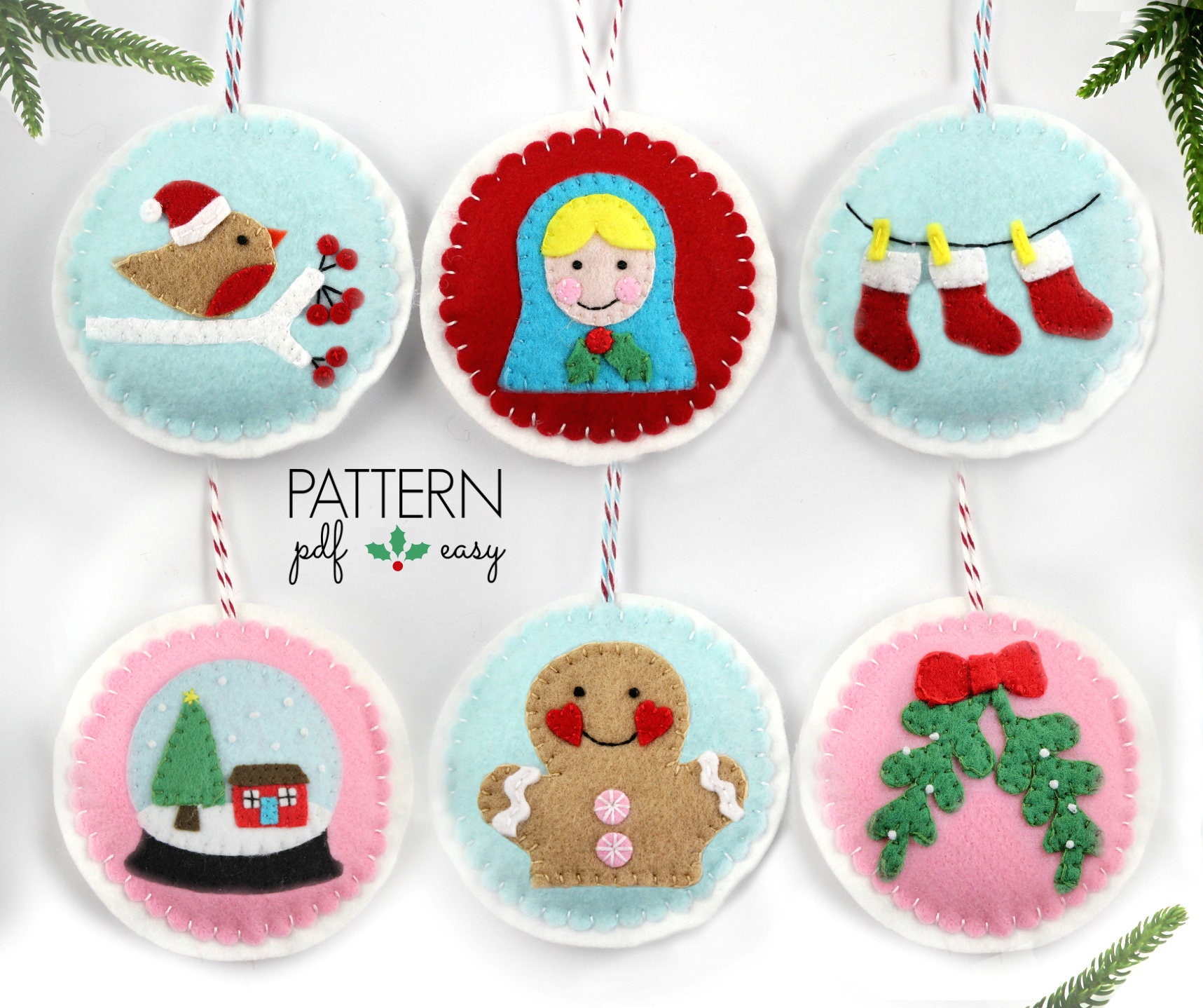 Felt Ornaments Pattern Christmas Ornament Felt Pattern DIY Etsy