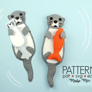 Felt Otter Pattern | Mother and Baby Plush Pattern | Cricut SVG Otter Ornament Pattern | Mothers Day Pattern Cricut SVG