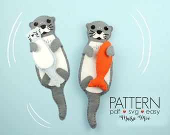 Felt Otter Pattern | Mother and Baby Plush Pattern | Cricut SVG Otter Ornament Pattern | Mothers Day Pattern Cricut SVG