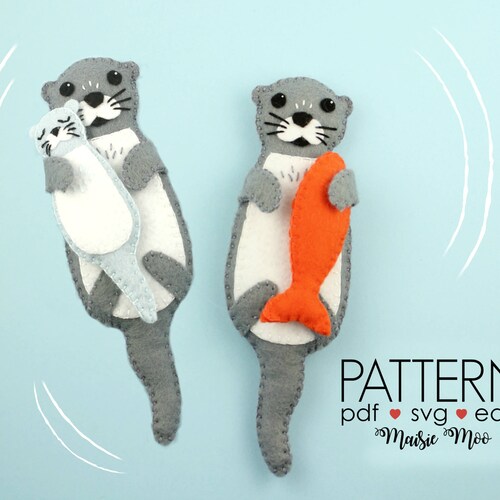 Felt Otter Pattern Mother and Baby Plush Pattern Cricut Etsy UK