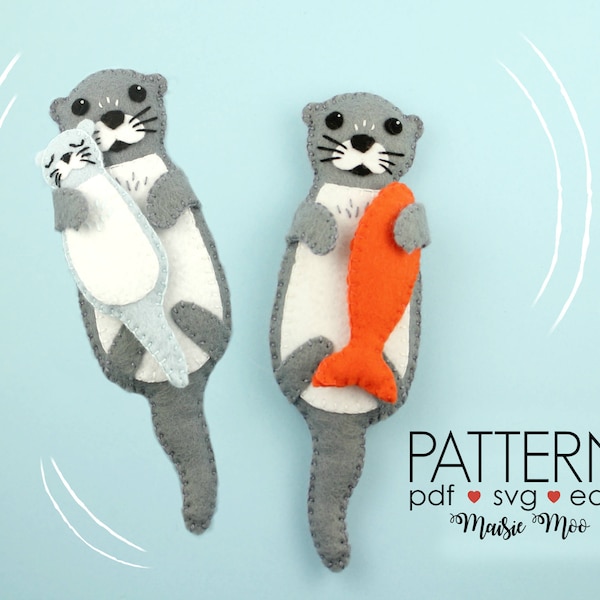 Felt Otter Pattern | Mother and Baby Plush Pattern | Cricut SVG Otter Ornament Pattern | Mothers Day Pattern Cricut SVG
