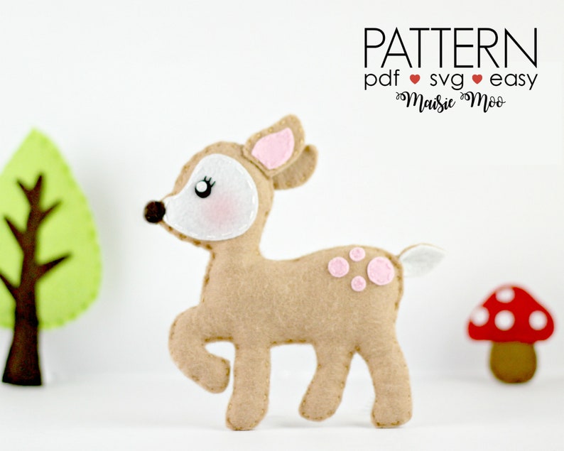 Felt Deer Pattern Christmas Woodland Animals Pattern Deer Etsy