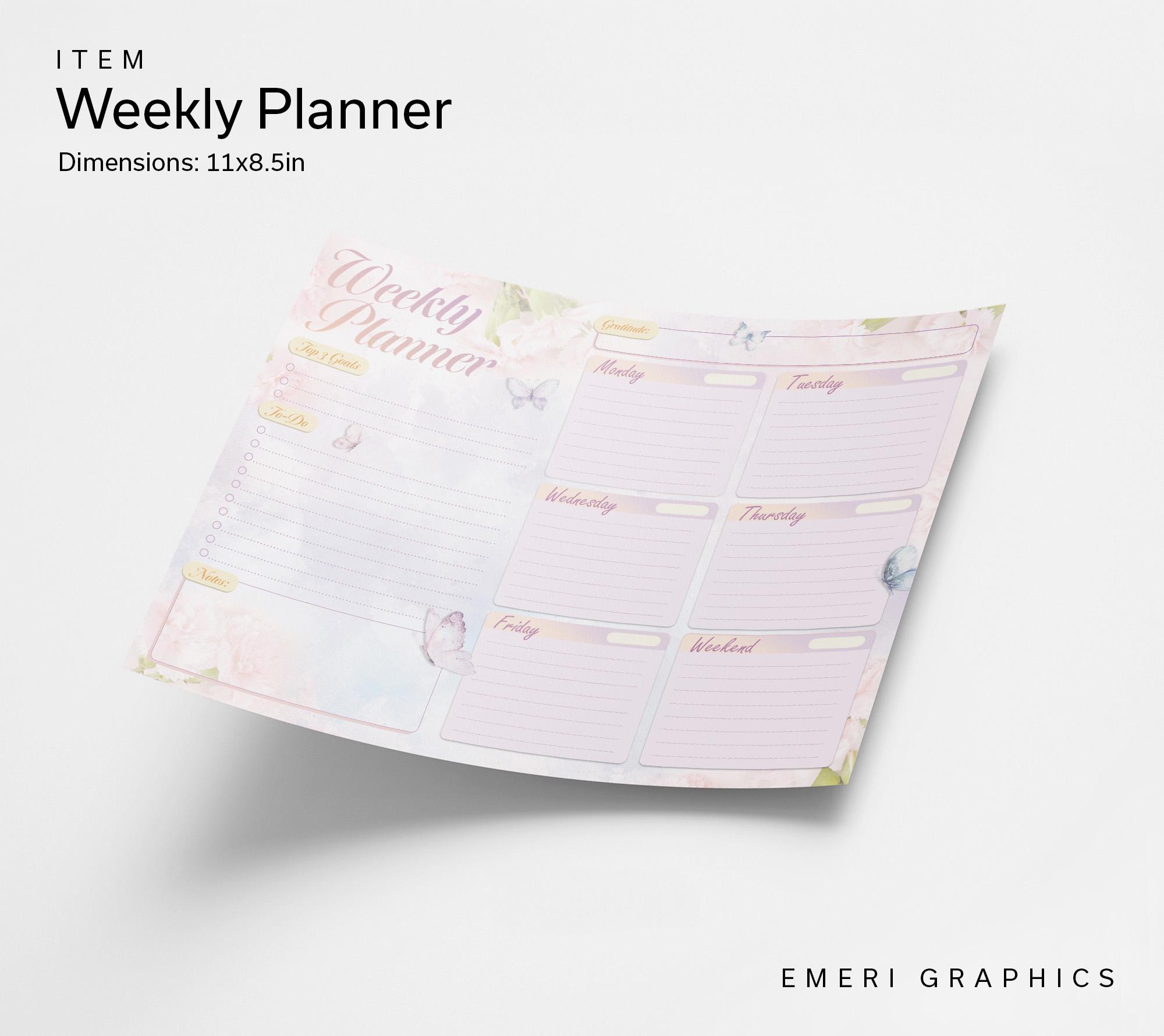 Printable Custom Floral Design Weekly Planner Plus Bonus Notepad - Etsy