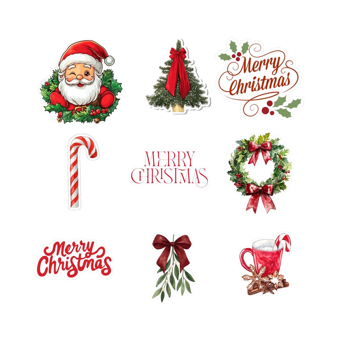 Festive Rectangular Note Sticker Christmas Sticker Sheet Printable | Red Holiday Stickers | Digital ...