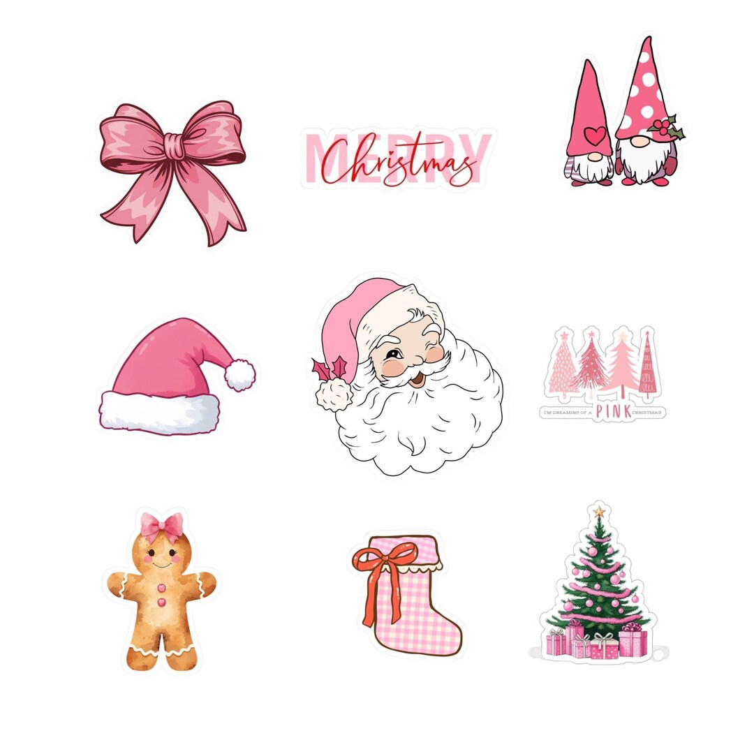 Christmas Sticker Sheet Printable | Pink Holiday Stickers | Digital ...
