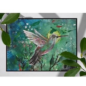 Original Acrylic Painting – Hummingbird Wall Art – Limited Time Discount