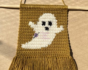 Halloween Ghost Tapestry Crochet Pattern | PDF Digital Download | Spooky Bag or Wall Art