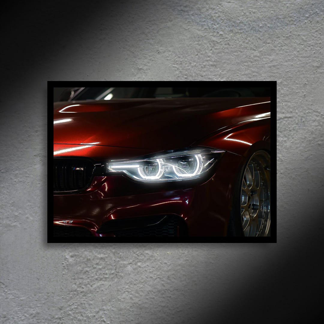 BMW M3, Car LED Wall Art, Backlit Canvas Print, Automotive Poster, Car ...