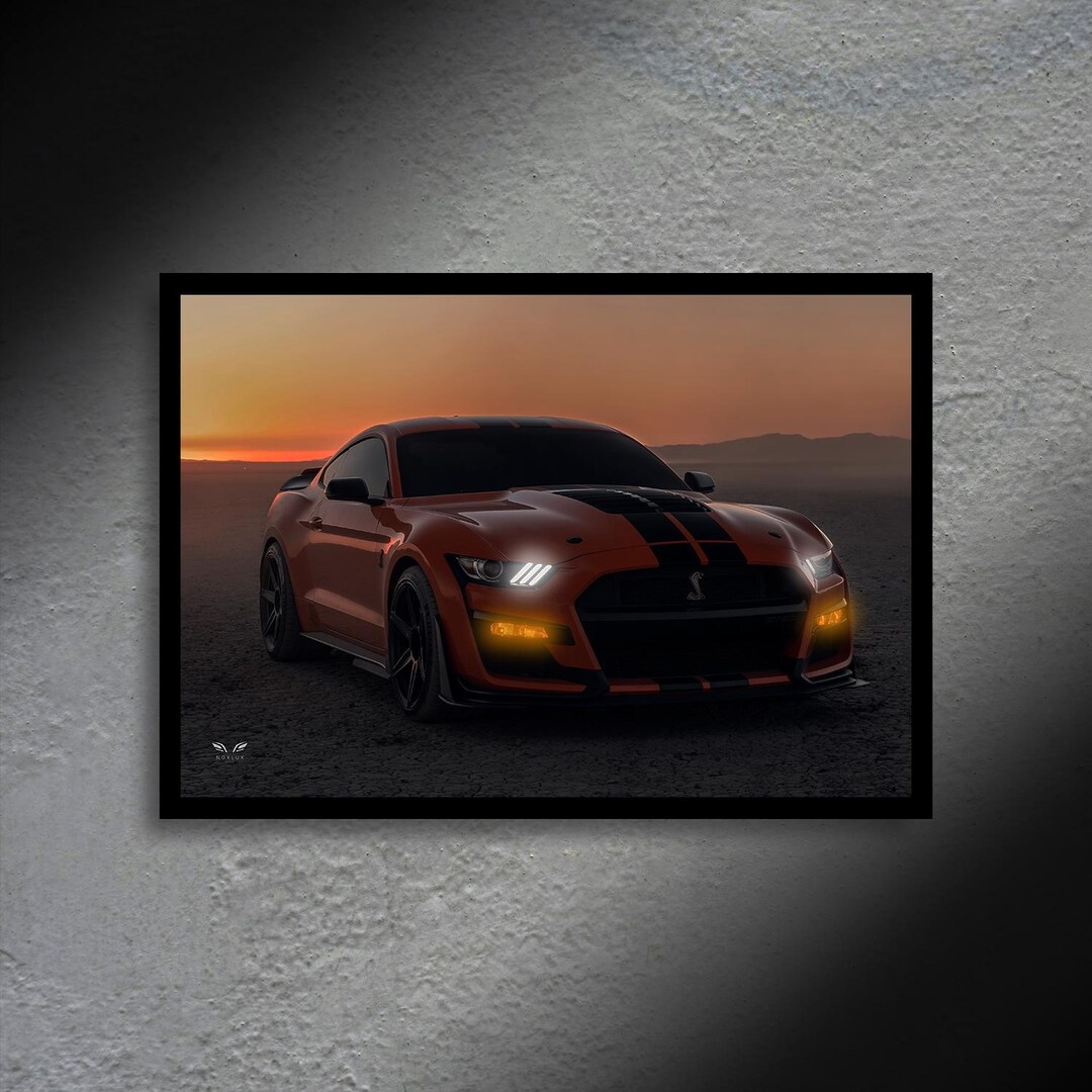 Ford Mustang Shelby GT500 Car LED Wall Art, Backlit Canvas Print ...