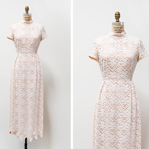 vintage 1970s dress / 1970s lace dress / 70s wedding dress