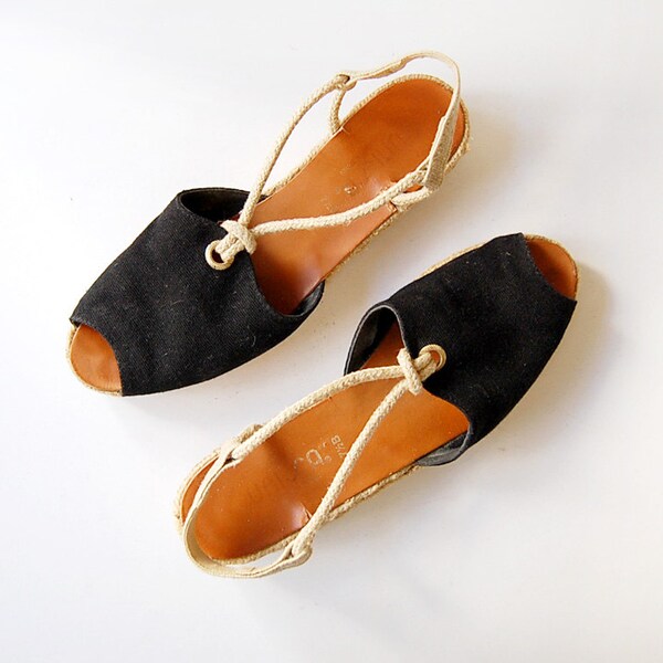 Espadrille-Sandalen / minimal Keil Sandalen / Unisa Leder Sandalen