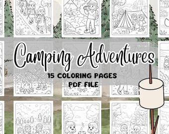 Camping Adventures Coloring Book: Kids Summer Camp Activity (PDF Downloadable)