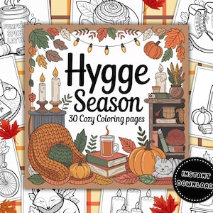 Hygge Fall Coloring Pages: Cozy Autumn Designs (Digital Download)