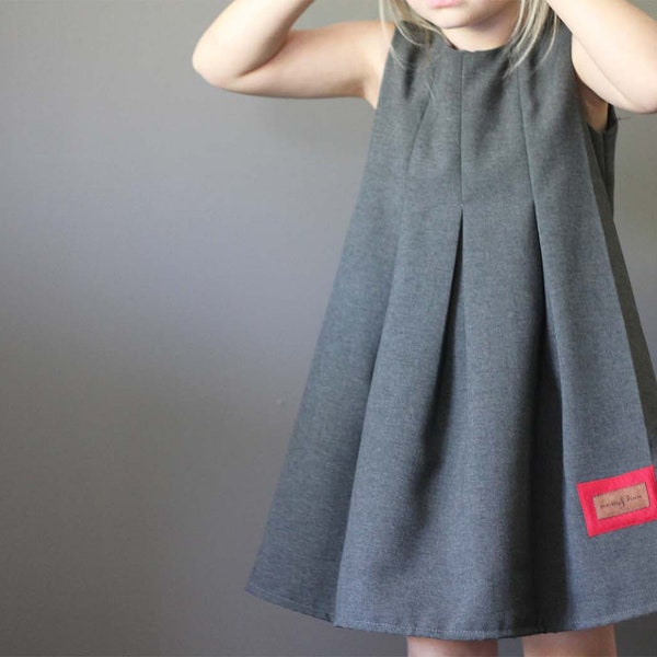 SALE Pleated school time Jumper dress  3t LAST ONE ready to ship grey gray charcoal