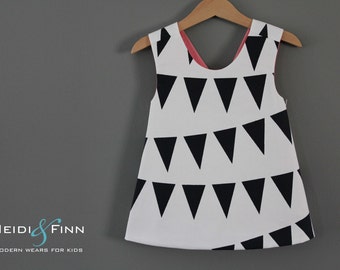 Modern Bunting Sweet pinafore 12m 2t 3t 4/5t tunic top black white ready to ship