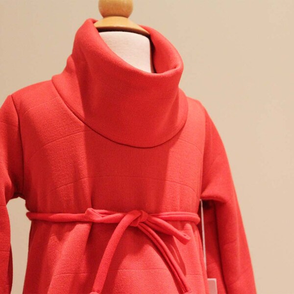 SALE Red stripe Cowl Dress  4t  5T sweatshirt fleece LIMITED