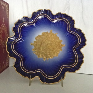 Limoges Plate D&C Limoges Plate Cobalt Blue and Gold Plate 100 + Years Old Limoges French Porcelain Serving Cabinet Wall Decor Plate