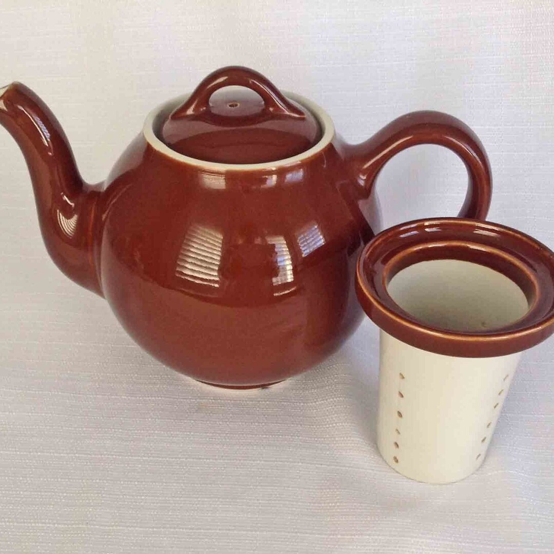 Hall Tea Pot and Infuser Brown Hall Teapot With Round Infuser Made in