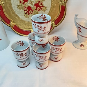 DOUBLE EGG CUPS, 1 of 5 Available Spode Gloucester, Spode Copland Egg Cups, Gloucester Red Fine Stone by Spode, Mint