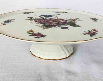 LIMOGES Cake Stand Vintage Limoges Floral Cake Stand Made in France 13 Inch French Cake Stand Wedding Cake Stand Garden Party Baker's Gift